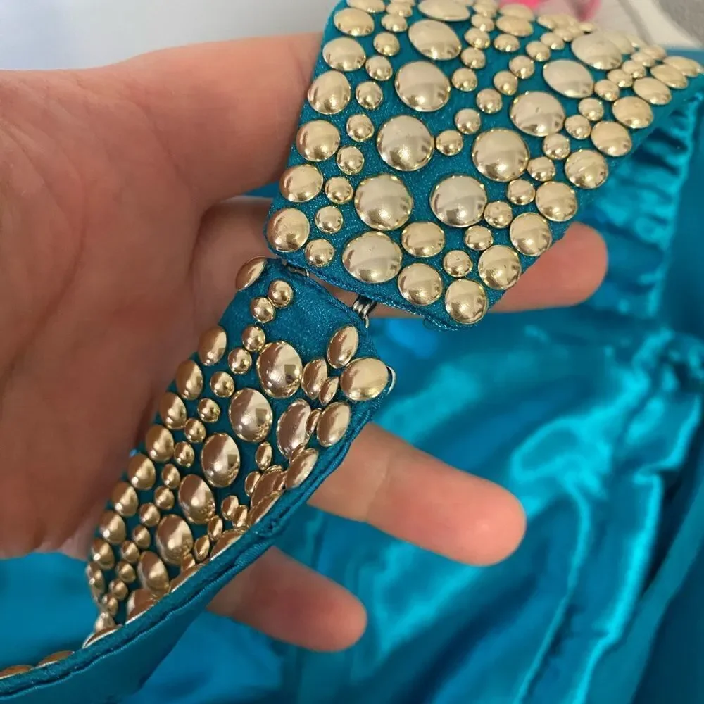La Femme Dark Turquoise Prom Maxi Dress